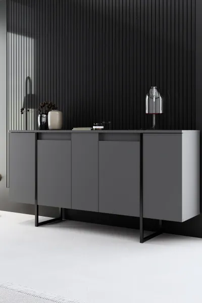 Living Room Furniture Set Luxe - Anthracite, Black