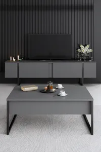 Living Room Furniture Set Luxe - Anthracite, Black