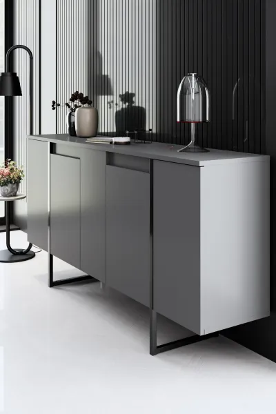 Living Room Furniture Set Luxe - Anthracite, Black