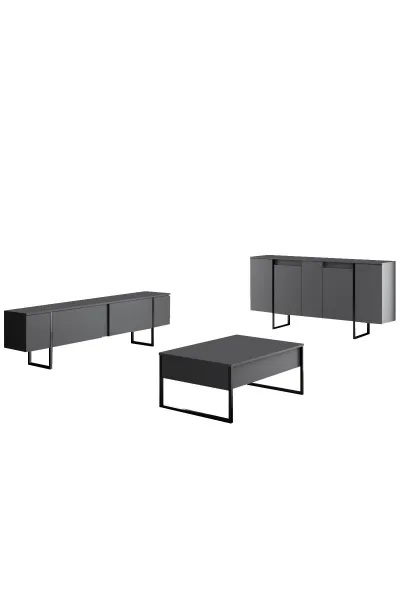 Living Room Furniture Set Luxe - Anthracite, Black