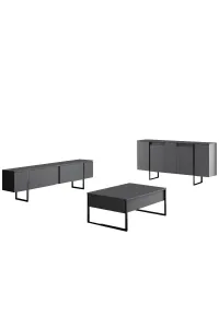Living Room Furniture Set Luxe - Anthracite, Black