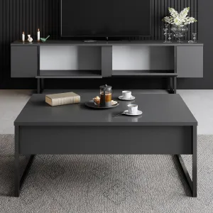 Kalune Design Sada nábytku do obývacího pokoje Luxe antracit/černá II