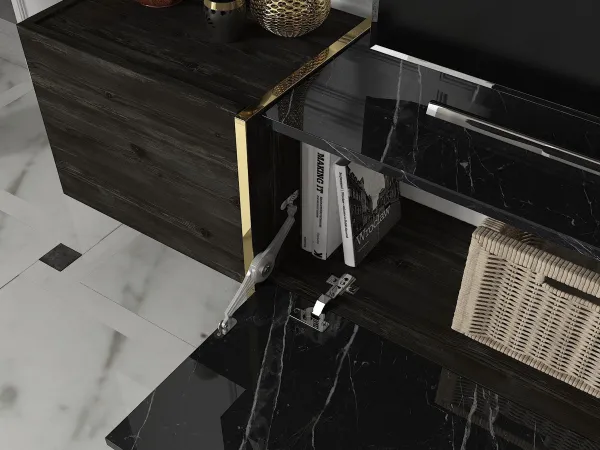 Kalune Design Sada nábytku do obývacího pokoje Veyron hnědá/mramor/zlatá