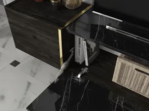 Kalune Design Sada nábytku do obývacího pokoje Veyron hnědá/mramor/zlatá