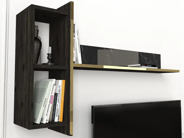 Kalune Design Sada nábytku do obývacího pokoje Veyron hnědá/mramor/zlatá