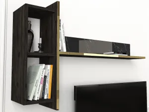 Kalune Design Sada nábytku do obývacího pokoje Veyron hnědá/mramor/zlatá