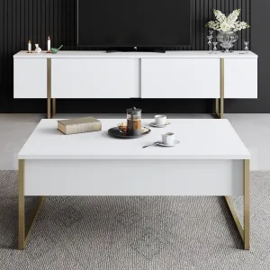 Kalune Design Sada nábytku do obývacího pokoje Luxe bílá/zlatá II