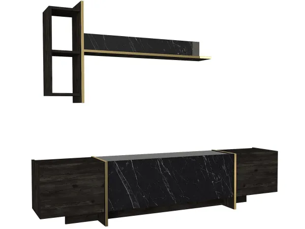 Kalune Design Sada nábytku do obývacího pokoje Veyron hnědá/mramor/zlatá