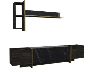 Kalune Design Sada nábytku do obývacího pokoje Veyron hnědá/mramor/zlatá