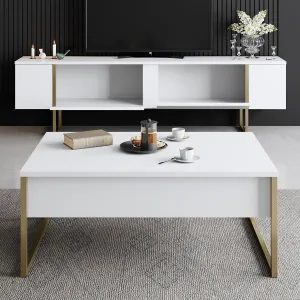 Kalune Design Sada nábytku do obývacího pokoje Luxe bílá/zlatá II