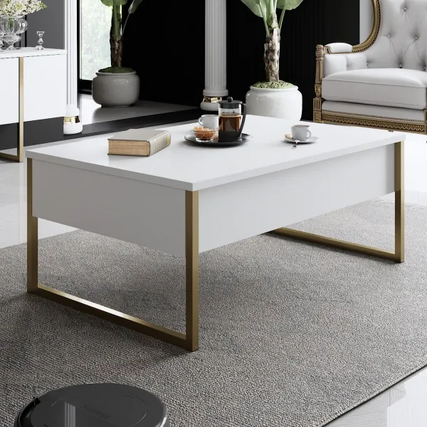 Kalune Design Sada nábytku do obývacího pokoje Luxe bílá/zlatá II