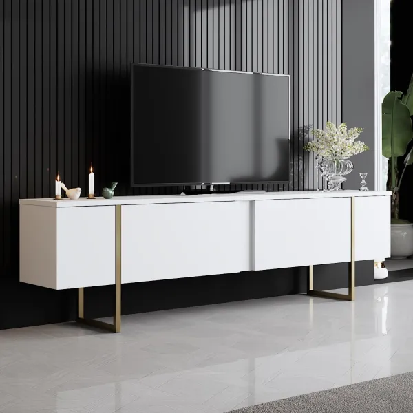 Kalune Design Sada nábytku do obývacího pokoje Luxe bílá/zlatá II