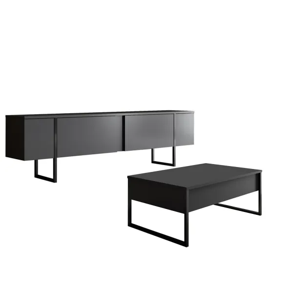 Kalune Design Sada nábytku do obývacího pokoje Luxe antracit/černá II