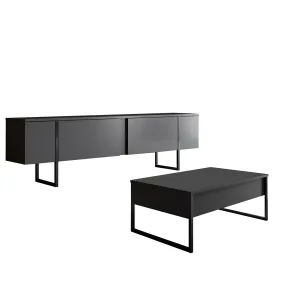 Kalune Design Sada nábytku do obývacího pokoje Luxe antracit/černá II
