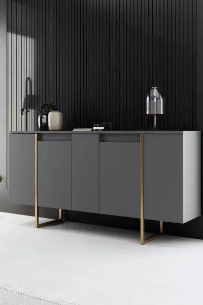 Kalune Design Sada nábytku do obývacího pokoje Luxe antracit/zlatá