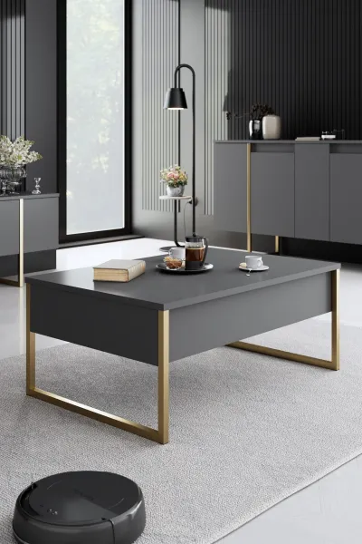 Kalune Design Sada nábytku do obývacího pokoje Luxe antracit/zlatá