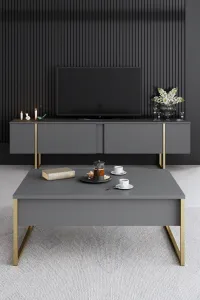 Kalune Design Sada nábytku do obývacího pokoje Luxe antracit/zlatá