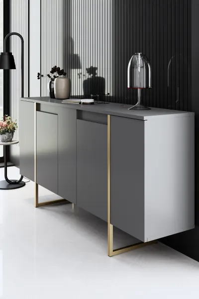 Kalune Design Sada nábytku do obývacího pokoje Luxe antracit/zlatá