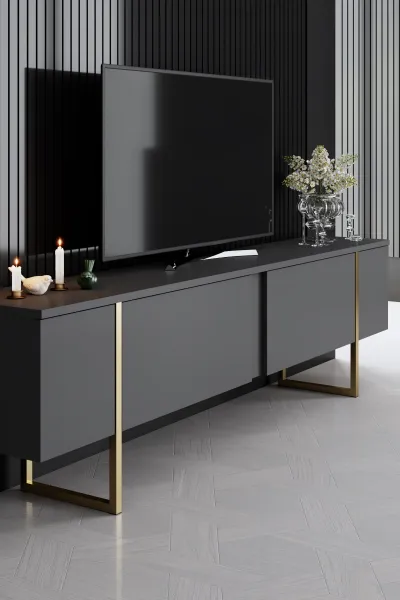 Kalune Design Sada nábytku do obývacího pokoje Luxe antracit/zlatá