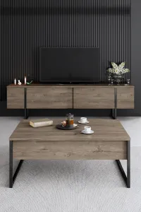 Kalune Design Sada nábytku do obývacího pokoje Luxe ořech/černá