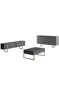 Kalune Design Sada nábytku do obývacího pokoje Luxe antracit/zlatá