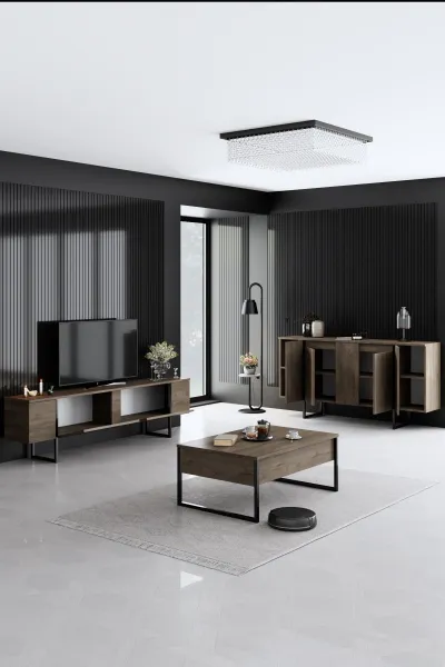 Kalune Design Sada nábytku do obývacího pokoje Luxe ořech/černá