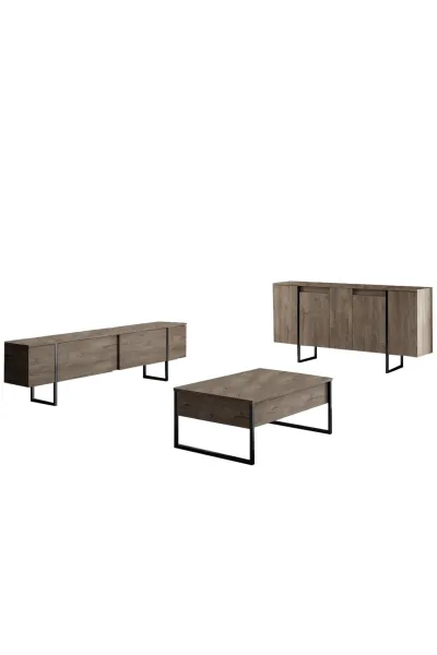 Kalune Design Sada nábytku do obývacího pokoje Luxe ořech/černá