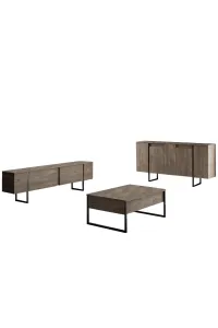 Kalune Design Sada nábytku do obývacího pokoje Luxe ořech/černá