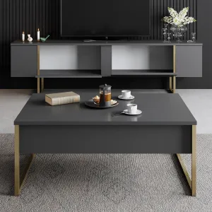 Kalune Design Sada nábytku do obývacího pokoje Luxe antracit/zlatá II