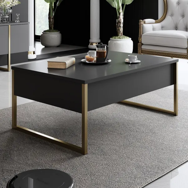 Kalune Design Sada nábytku do obývacího pokoje Luxe antracit/zlatá II