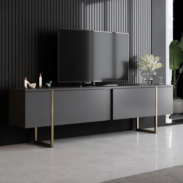 Kalune Design Sada nábytku do obývacího pokoje Luxe antracit/zlatá II