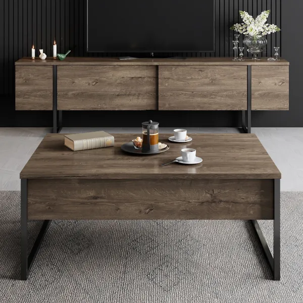 Kalune Design Súprava nábytku do obývacej izby Luxe orech/čierna II