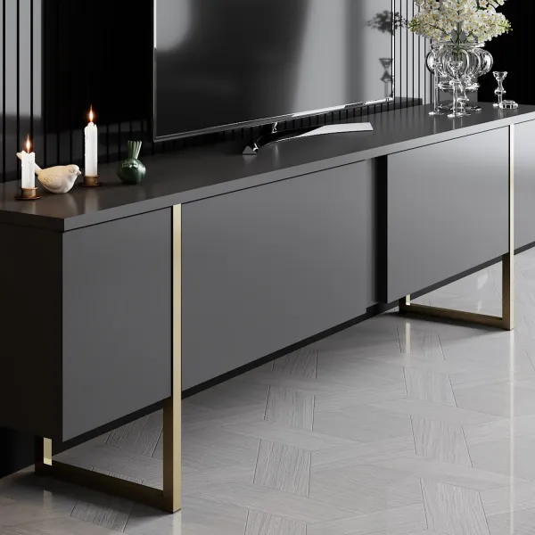 Kalune Design Sada nábytku do obývacího pokoje Luxe antracit/zlatá II