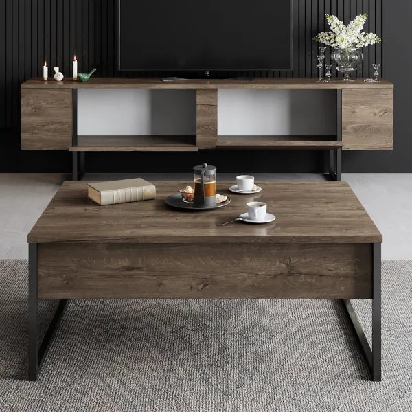 Kalune Design Súprava nábytku do obývacej izby Luxe orech/čierna II