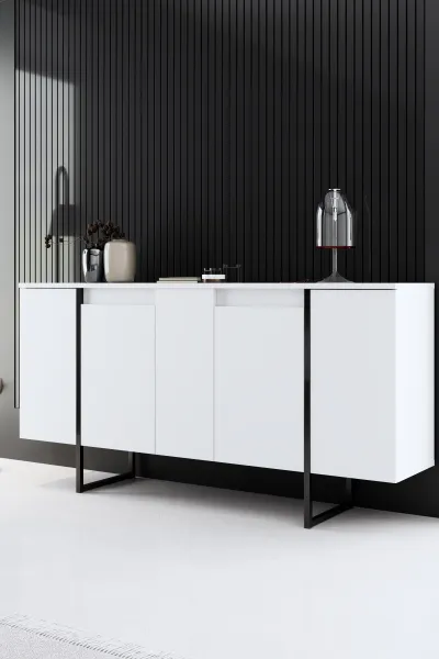 Living Room Furniture Set Luxe - White, Black
