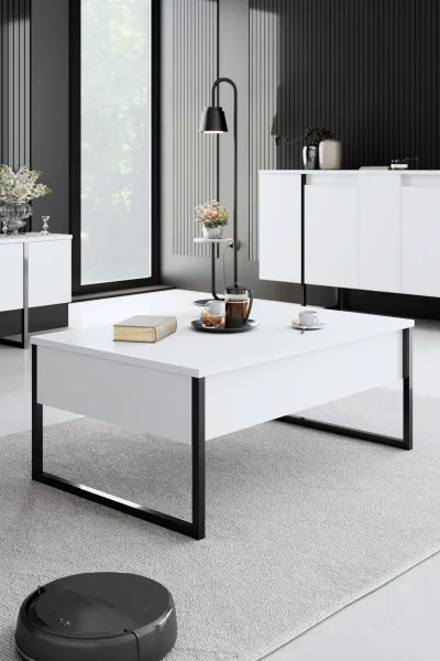 Living Room Furniture Set Luxe - White, Black