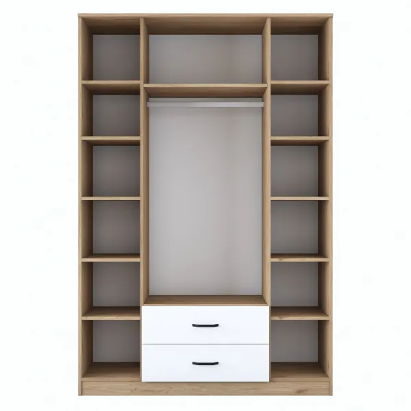 Kalune Design Šatní skříň BA 131 140 cm se zrcadlem ořech/bílá