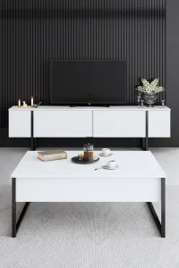 Living Room Furniture Set Luxe - White, Black