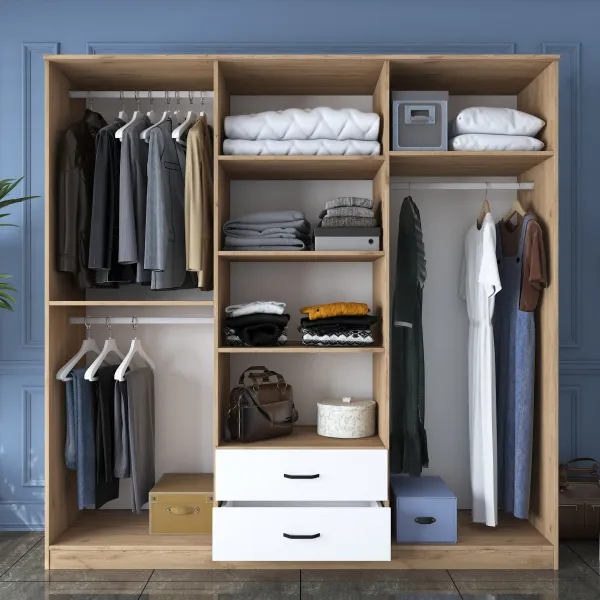 Kalune Design Šatní skříň BA 111 210 cm ořech/bílá