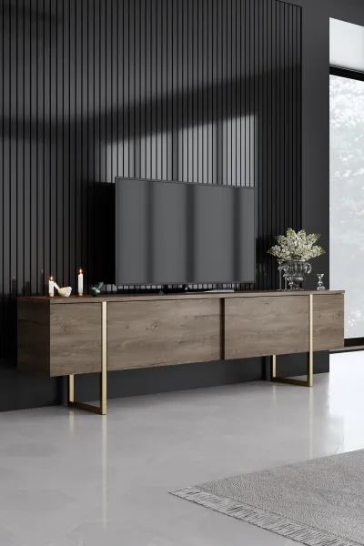 Living Room Furniture Set Luxe - Walnut, Gold