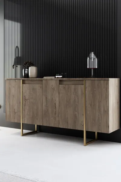 Living Room Furniture Set Luxe - Walnut, Gold