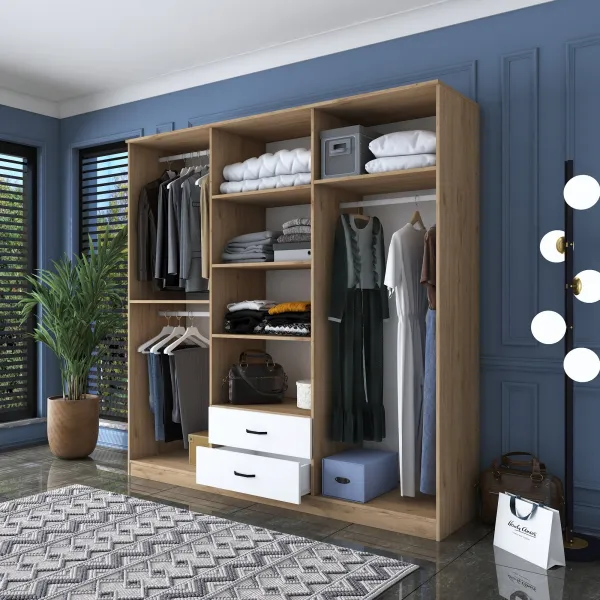 Kalune Design Šatní skříň BA 111 210 cm ořech/bílá