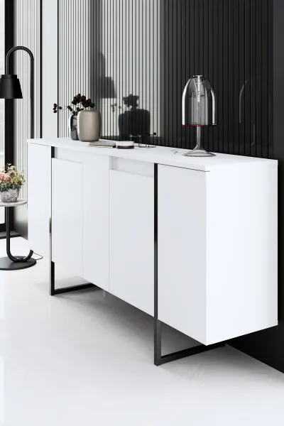 Living Room Furniture Set Luxe - White, Black