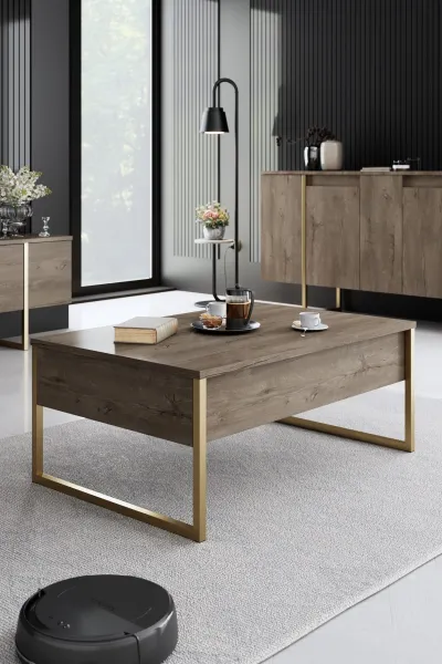 Living Room Furniture Set Luxe - Walnut, Gold