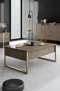 Living Room Furniture Set Luxe - Walnut, Gold