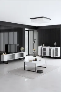 Living Room Furniture Set Luxe - White, Black