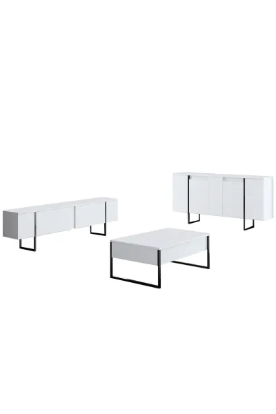 Living Room Furniture Set Luxe - White, Black