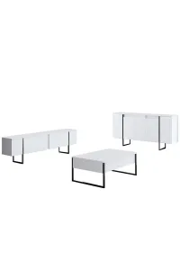 Living Room Furniture Set Luxe - White, Black