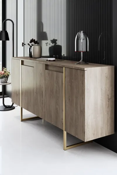 Living Room Furniture Set Luxe - Walnut, Gold