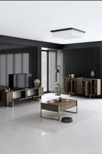 Living Room Furniture Set Luxe - Walnut, Gold